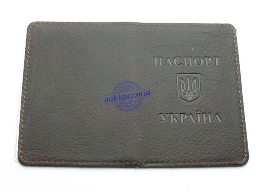 Кожаная обложка на паспорт, обложка на iD карту коричневая мягкая кожа