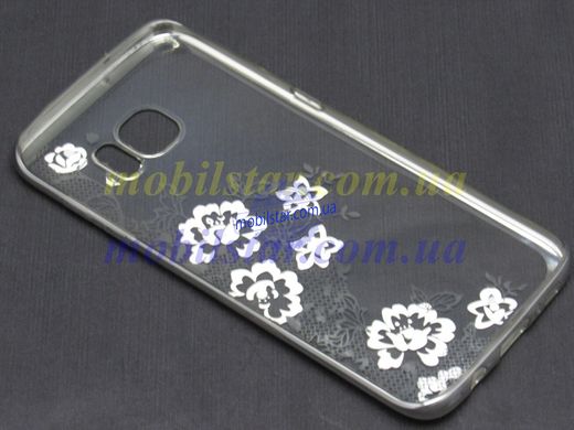 Чехол для Samsung S7 Edge, Samsung G935 прозрачный (цветы)