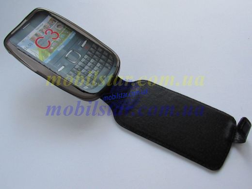 Шкіряний чохол-фліп для Nokia C3-00 чорний