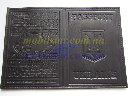 Кожаная обложка на паспорт черная