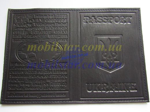Кожаная обложка на паспорт черная