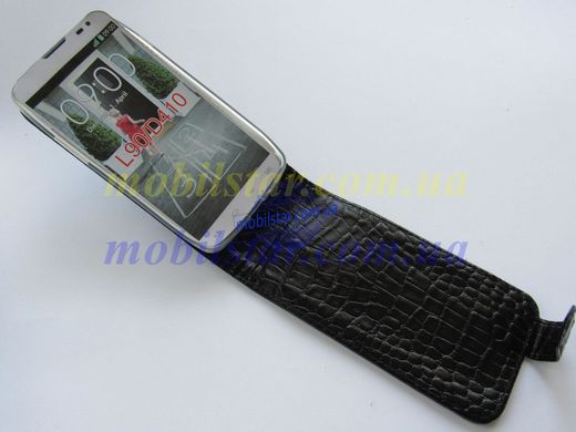 Кожаный чехол-флип для LG L90, LG D405, LG D410 черный