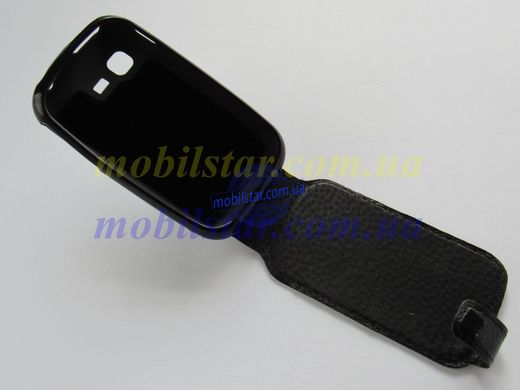 Шкіряний чохол-фліп для Samsung S5300, Samsung S5302, Samsung S5303 чорний
