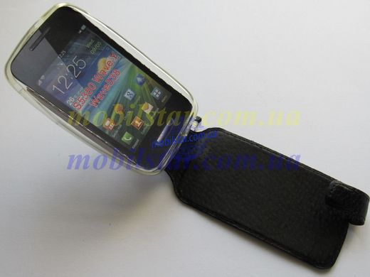 Кожаный чехол-флип для Samsung S5380 черный