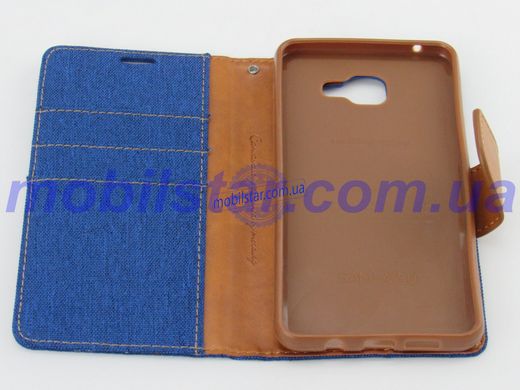ZЧехол-книжка для Samsung A710, Samsung A7 синяя goospery джинс