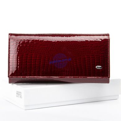 Шкіряний жіночий гаманець ST W501 бордовий лакований