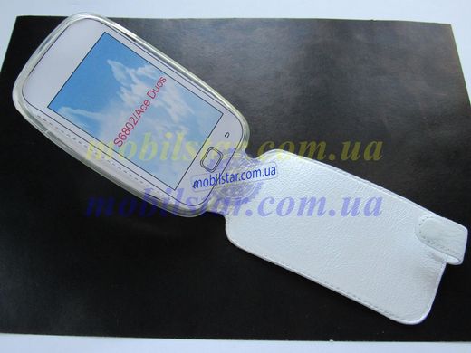 Кожаный чехол-флип для Samsung S6802 белый