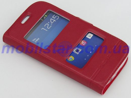 Чехол книжка для Samsung S7260, Samsung S7262 красная "Windows"