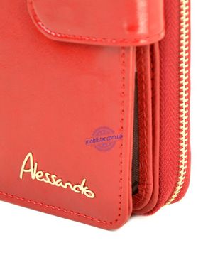 Кожаный женский кошелек Alessandro Paoli W2117 красный
