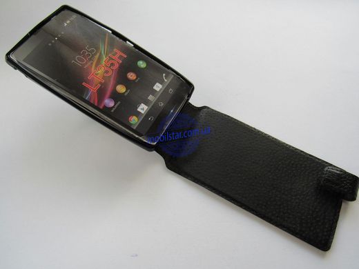 Шкіряний чохол-фліп для Sony Xperia ZL C6502, Sony Xperia C6503 чорний