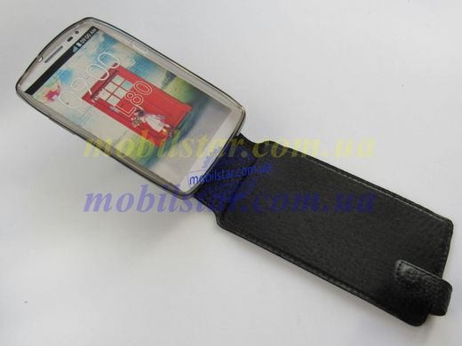 Кожаный чехол-флип для LG L80, LG D380 черный