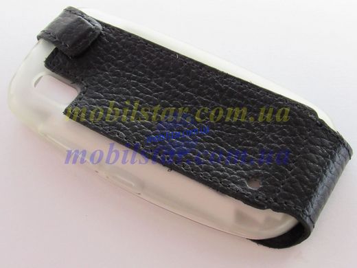 Кожаный чехол-флип для Nokia Asha 300 черный
