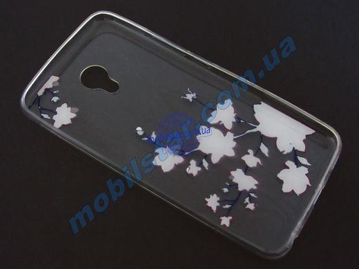 Чехол для Meizu M5 прозрачный (цветы)