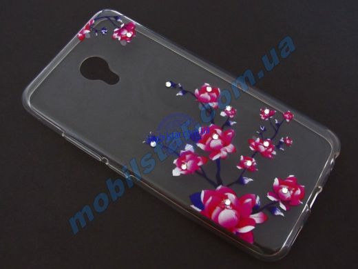 Чехол для Meizu M5 прозрачный (цветы)