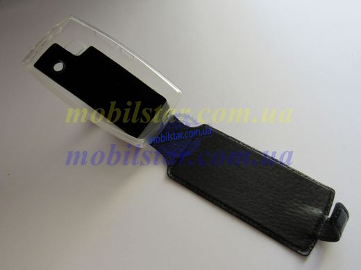Кожаный чехол-флип для Nokia 500 черный