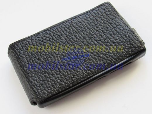 Кожаная чехол книжка для Nokia 502 черная