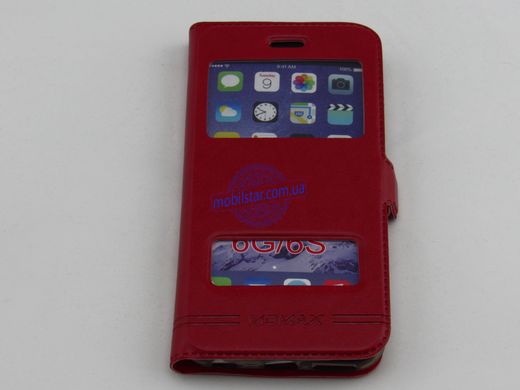 Чехол книжка для IPhone 6G, IPhone 6S красная "Windows"