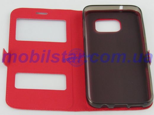 Чохол-книжка для Samsung S7, Samsung G930, Samsung G930A червона "Windows"