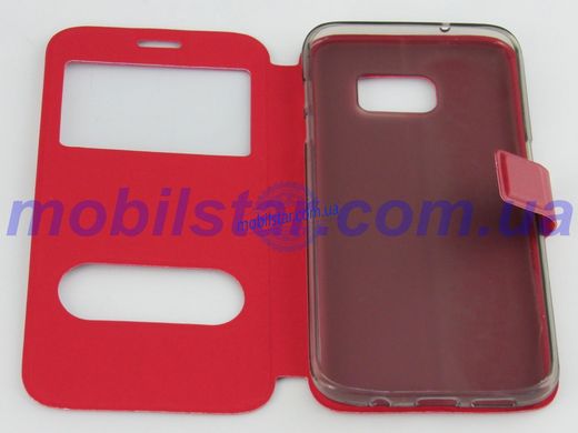 Чехол-книжка для Samsung S7 Edge, Samsung G935 красная "Windows"
